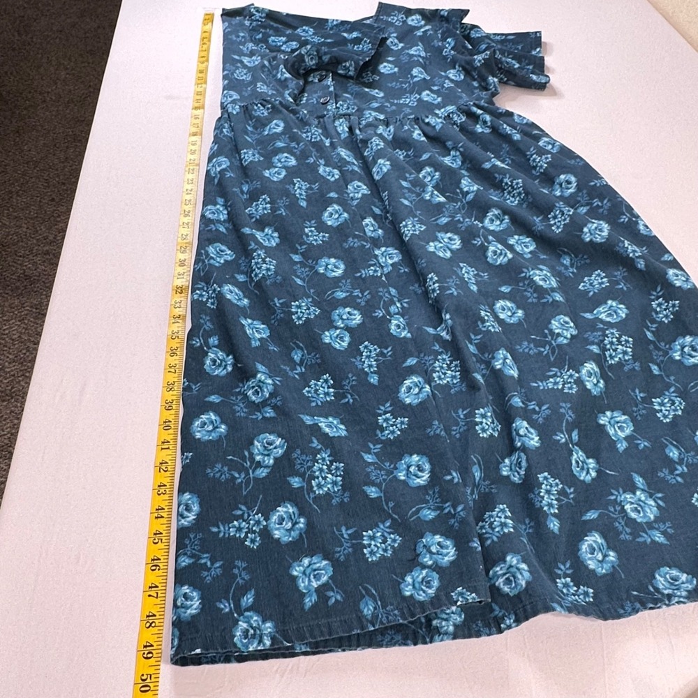 Vintage Cottagecore Prairie Midi Dress 22W Floral Pinwale Corduroy 100% Cotton - Picture 4 of 8